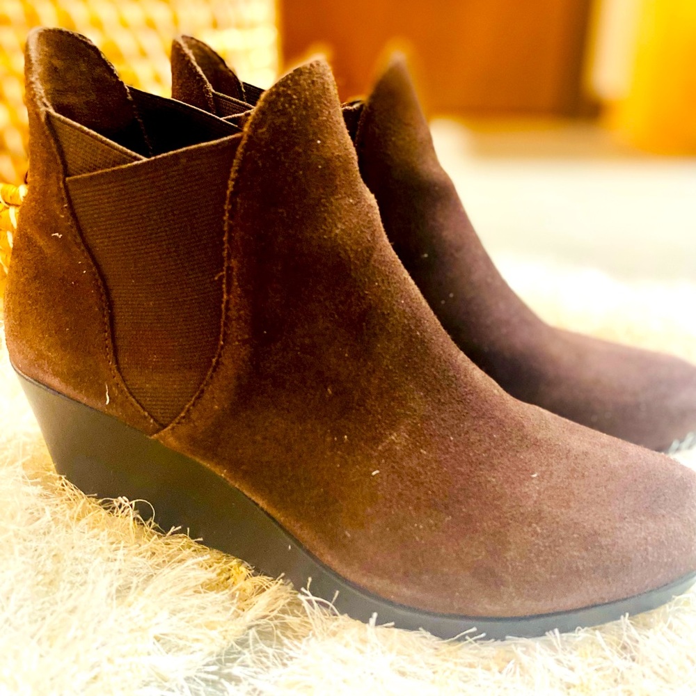 Suede Wedge Booties